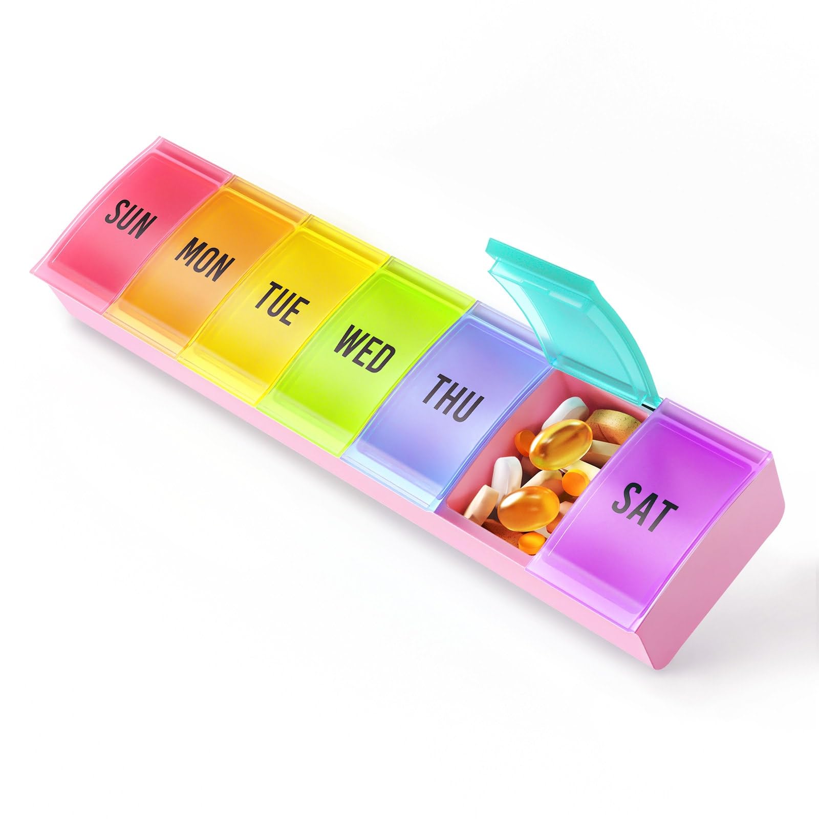 VVM Weekly Pill Organizer Large Easy Open Pill Box 7 Day with Secure Closure Medicine Pill Organizer for
