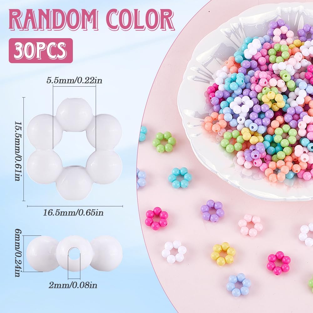 200Pcs Acrylic Frame Beads Flower Bead Frames Random Colorful Opaque Hollow Floral Small Focal Beadable Loose Spacer Bead for Jewelry Making Necklaces Bracelets Earrings Supplies DIY Crafts - Image 2
