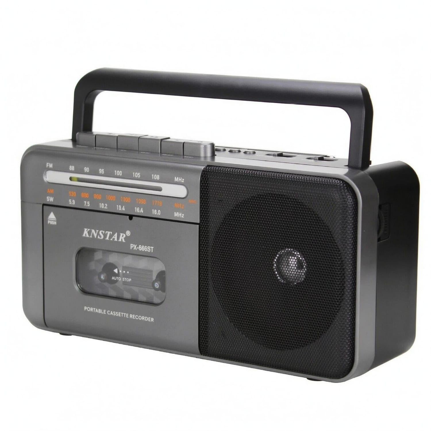 Built-in Handle Radio Cassette Recorder Tabletop Portable Cassette Recorder 220V, Gray, European Plug-image-27