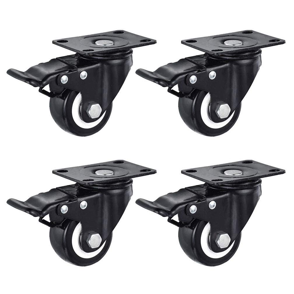 GBRJUYF Set of 4 Heavy Duty Swivel Caster Wheels 1.5/2/2.5in with Safety Brake, No Noise Design, 480lbs Capacity, Ideal for Furniture & Workbench Mobility