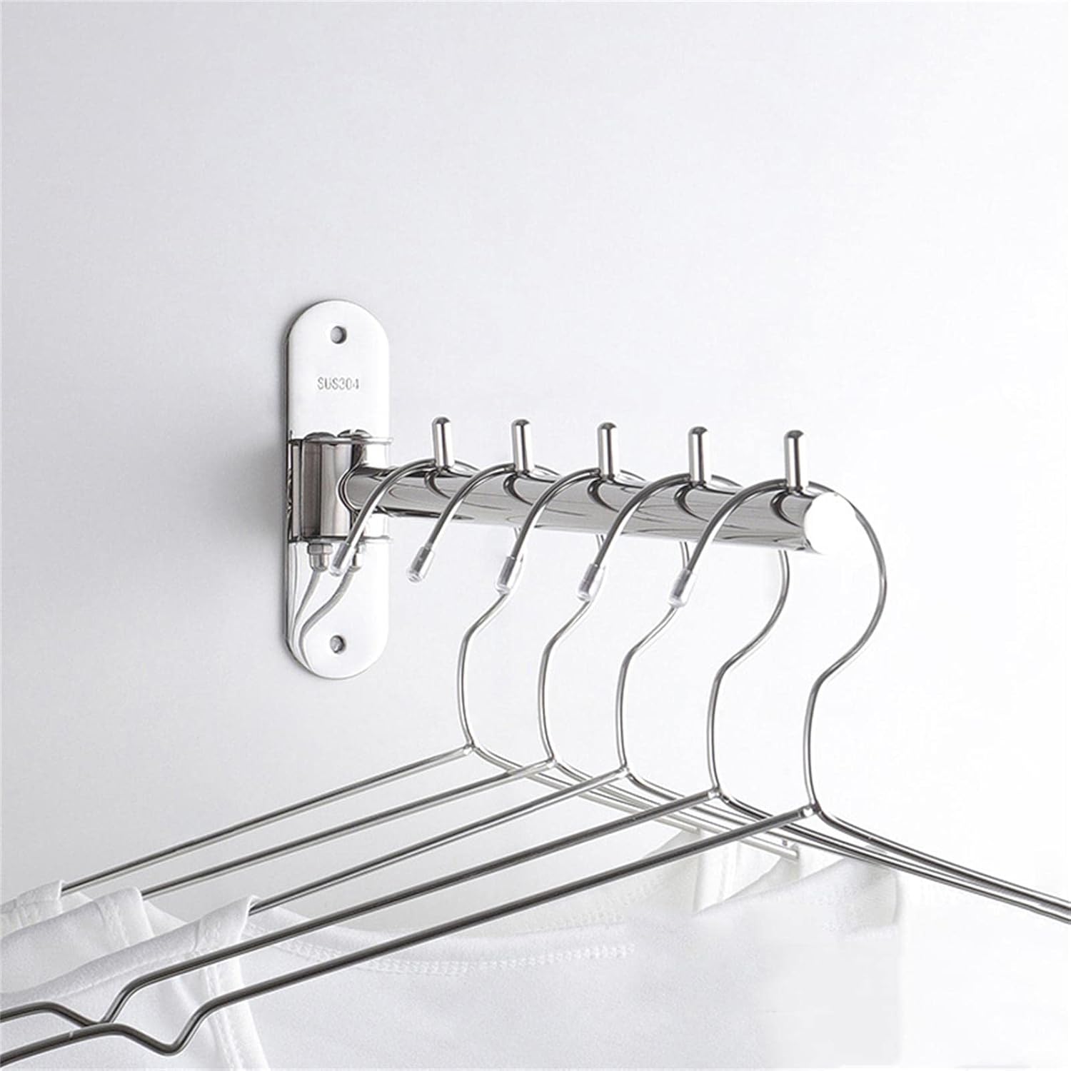 Folding Clothes Hanger Rack Wall Mount, Stainless Steel Laundry Clothes Drying Rack Wall Mount with Swing Arm, Wall Mounted Clothes Hanger Hook for Bedroom Cl,5 Plaid