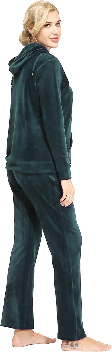 Dolcevida Womens Velour Sweatsuits Sets 2 Piece Tracksuits Outfits Full Zip Hoodie and Sweatpant Set Velvet Jogging Suit - Image 2