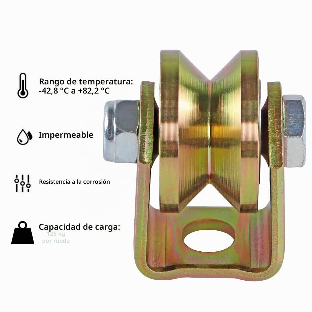 Skelang 4 ruedas para puerta corredera, 32 mm, ruedas de acero con ranura en V, rueda de ranura en V para puerta corredera, puerta de fábrica, puerta de entrada
