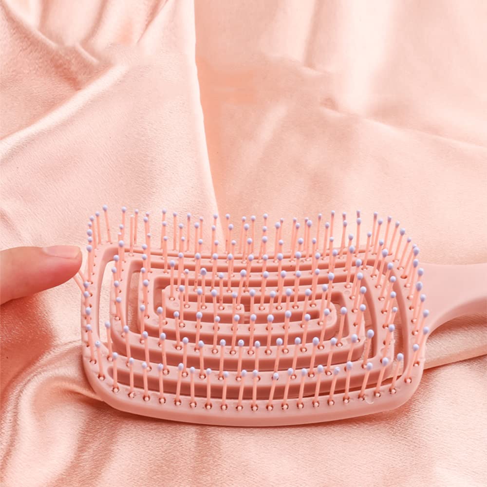 Cepillo para desenredar el cabello, curvado y ventilado para un secado más rápido, peinar el cabello grueso, rizado o fino, cepillo de ventilación profesional para mujeres, hombres o niños (oro rosa)