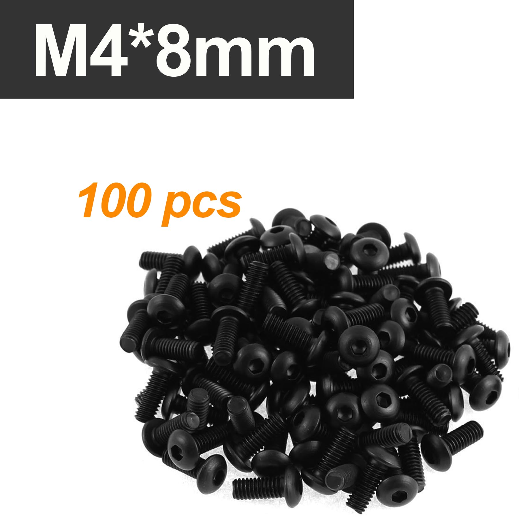 LEPEVNEY M4 x 8mm Alloy Steel Hex Socker Head Screws Thread Button Head Screw Bolt 100 Pcs, Black, M4 x 8mm - 100PCS - Image 2
