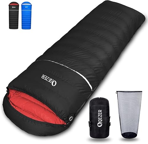 Saco de dormir de plumón para adultos, 600 de potencia de relleno, ultraligero y compacto con saco de compresión para mochileros, camping, senderismo