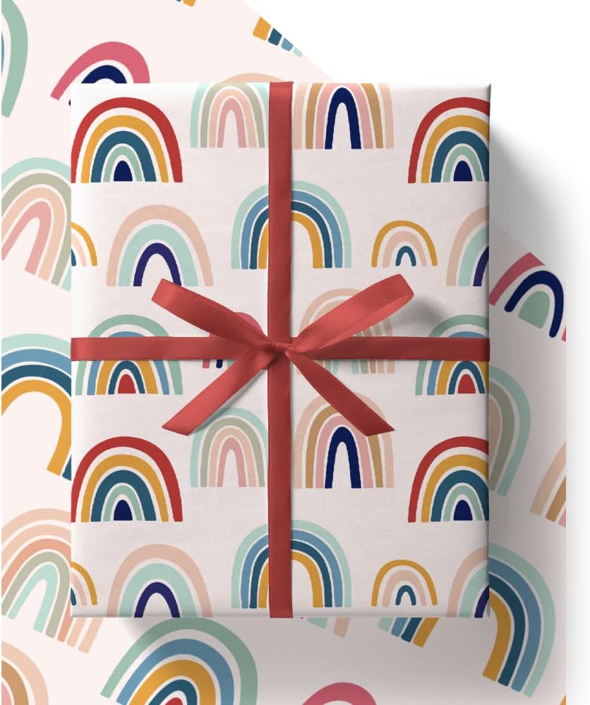 White Doodle Inpakpapier - ENORM 43% GROTER [84 cm x 60 cm] Premium Eco Verjaardagscadeau Wrap voor verjaardagen, kinderen, jongens, meisjes, mannen
