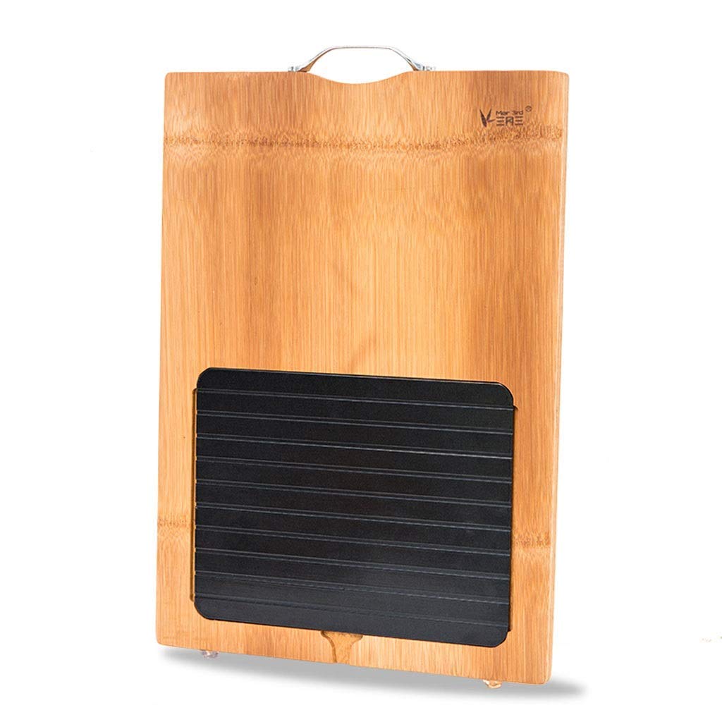 Planche à découper en bambou avec plaque de décongélation rapide en aluminium pour cuisine