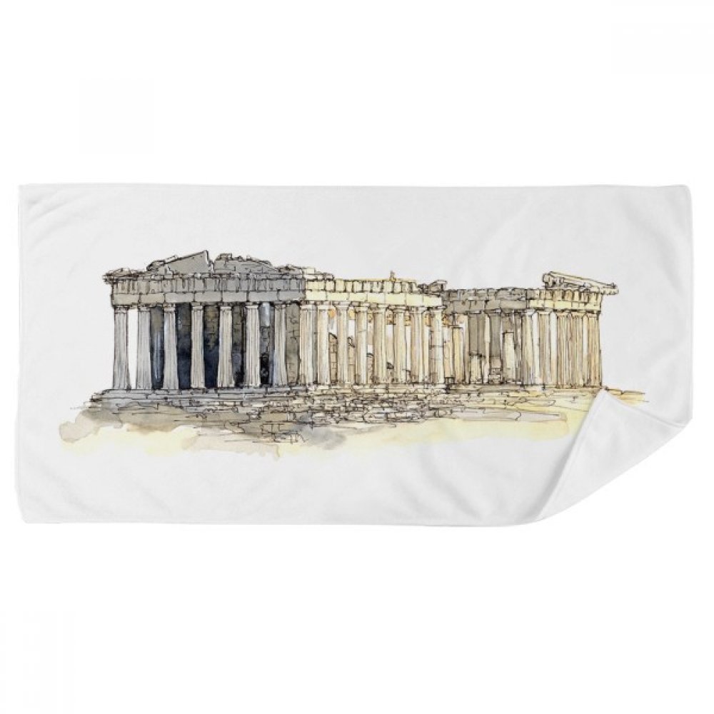 Serviette de bain Acropole d'Athènes de Grèce 35x70 cm débarbouillette multicolore douce