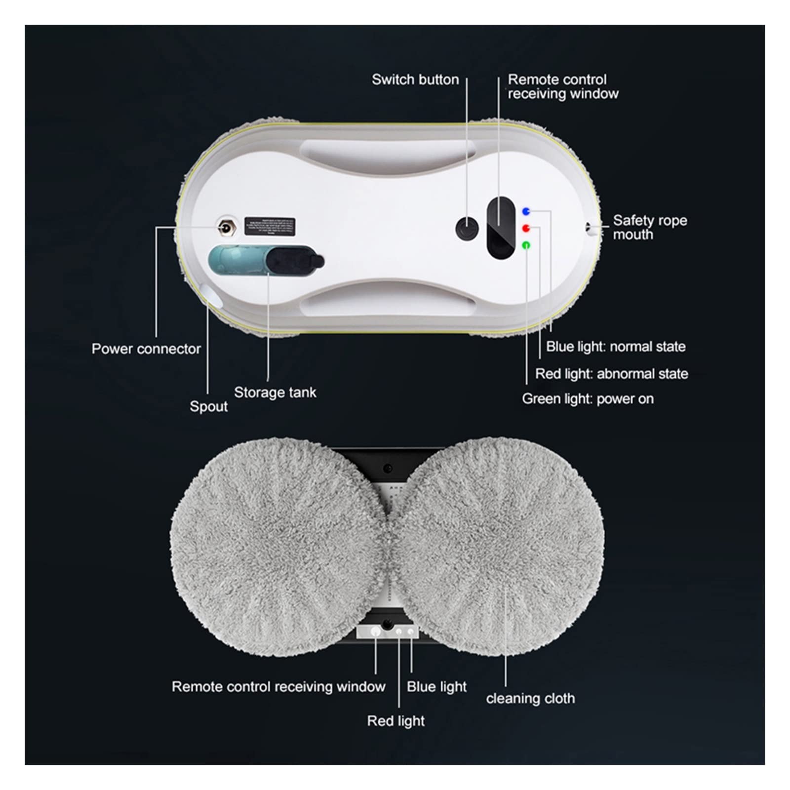 Inteligentny Robot Czyszczący Inteligentny Rozpylacz Wody Robot Odkurzający Do Okien Z Kontrolą Aplikacji Wifi Wysokie Ssanie Antypoślizgowa Maszyna Do Czyszczenia Szklan(