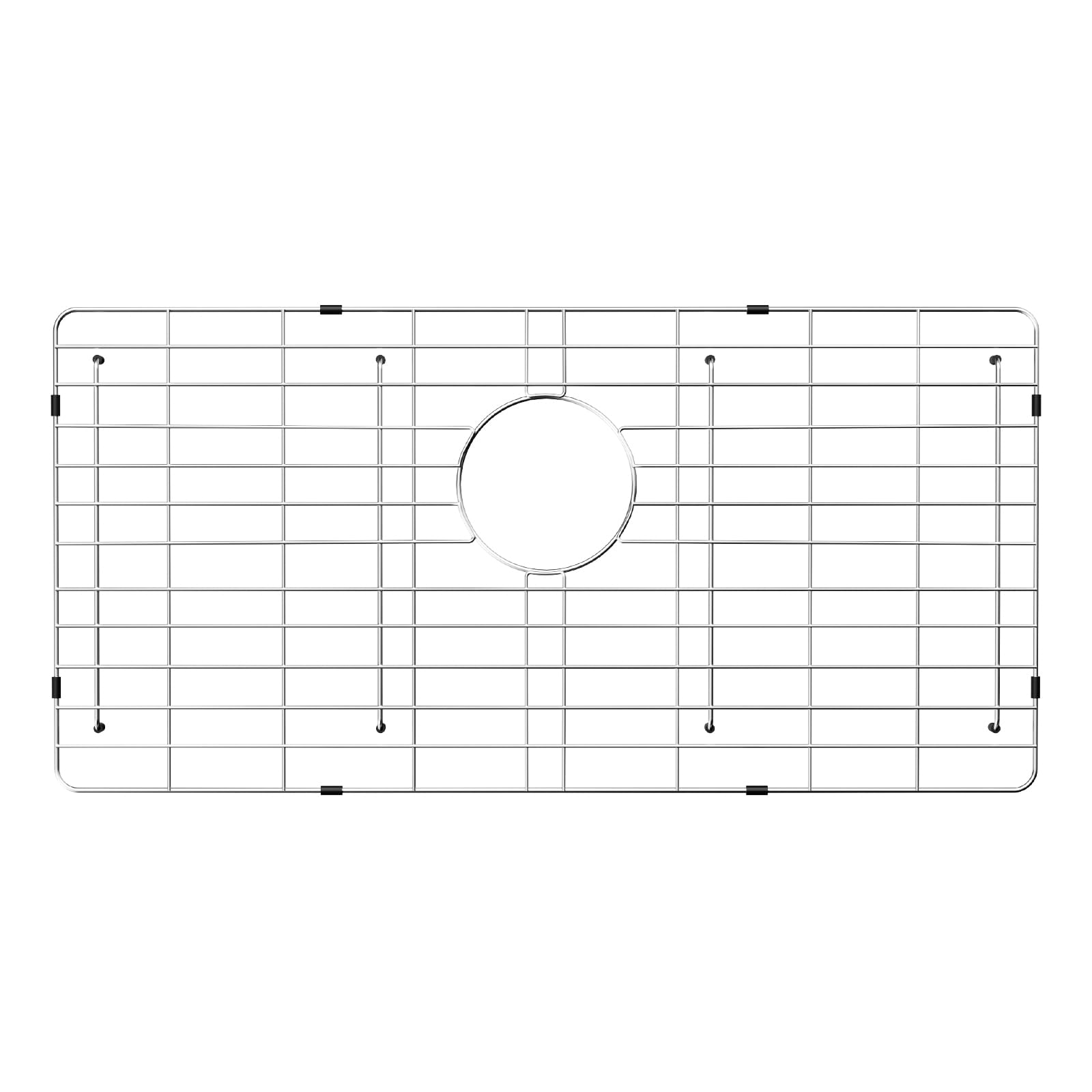 Photo 1 of POPFLY 304 Stainless Steel Kitchen Sink Grid Protector, 28-3/8" × 14-3/16" Sink Bottom Grate with Rear Drain for Single Bowl Kitchen Sinks, Scratch & Noise Protection, PF602915UWG24