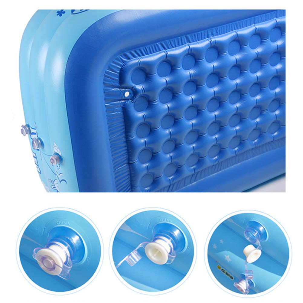 SIXRUN Piscina Rectangular Inflable para Niños de 120/130 Cm, Piscina Infantil de PVC Duradera para Uso Doméstico del bebé, Ideal para Nadar y Jugar (Blue)