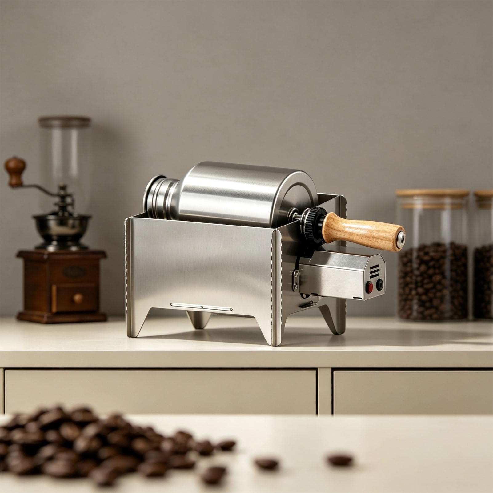 PioMue Detachable Stainless Steel Drum Home Roaster Machine StainlessSteel