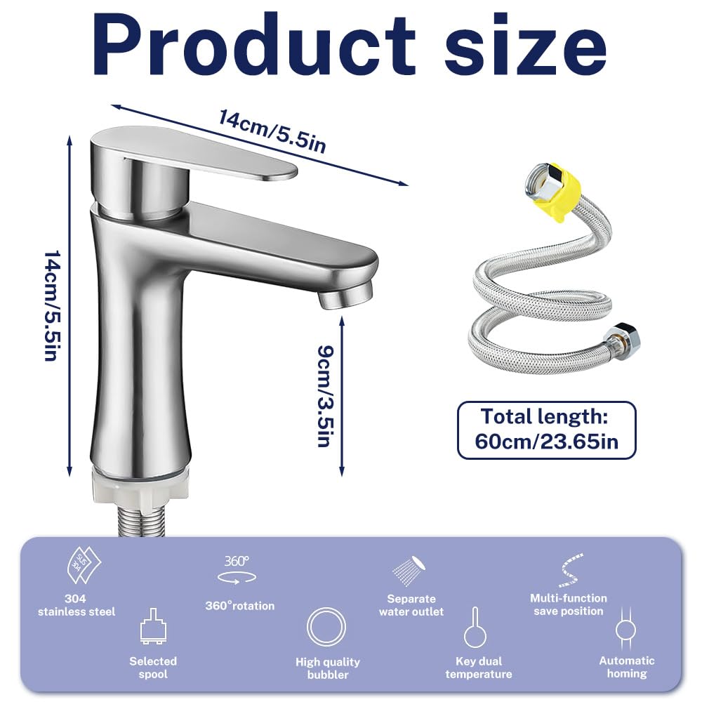 Agua Fria Grifo Monomando Para Baño Solo Agua Fría Acero