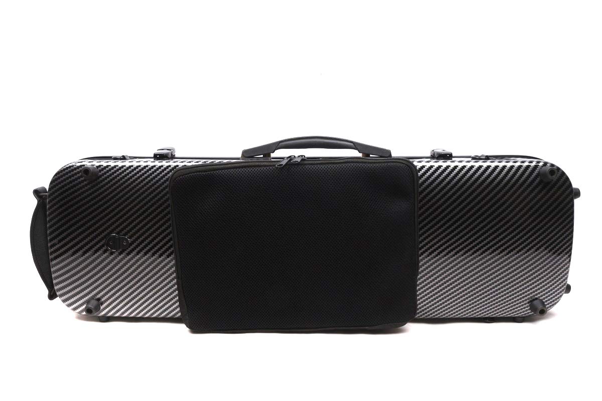 Custodia per Violino 4/4 in Fibra di Carbonio e Vetro, Oblunga, Forte e Luce, Borsa per Spartiti Musicali, Naturale (Nero)