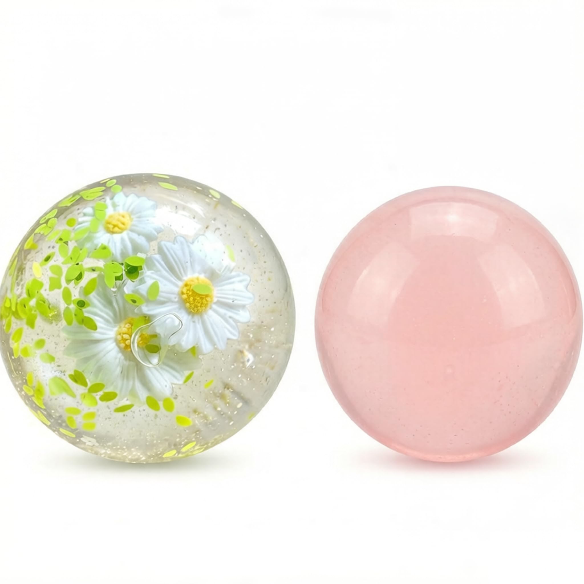 2pcs Coconut Oil Squishy, Crunchy Squishy Stress Ball, Scented Stress Relief, Pink Squishy Ball, Spring Daisy and Cherry Blossom Design, Coconut Oil Stress Ball, Squishy Coconut Oil Ball