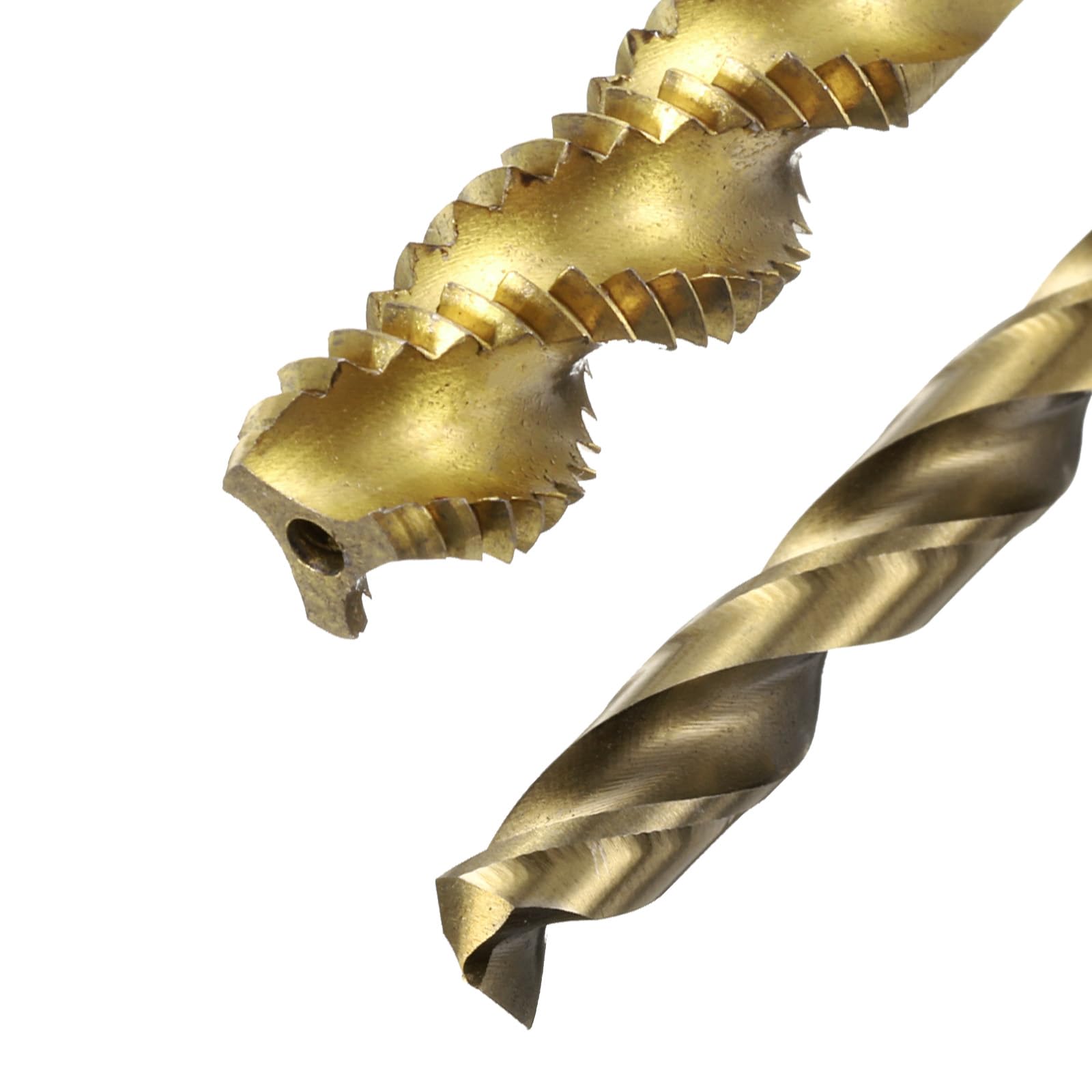 Zestaw gwintowników i wierteł metrycznych, 2 szt. gwintowników spiralnych M8 x 1,25 powlekanych tytanem i 2 szt. wierteł krętych 6,8 mm w kolorze żółtym, narzędzia do gwintowania śrub
