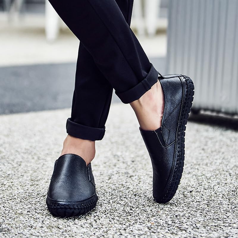 Men's Casual Leather Loafers Slip-On Dress Shoes Driving Walking Shoes Brown Loafers Men3