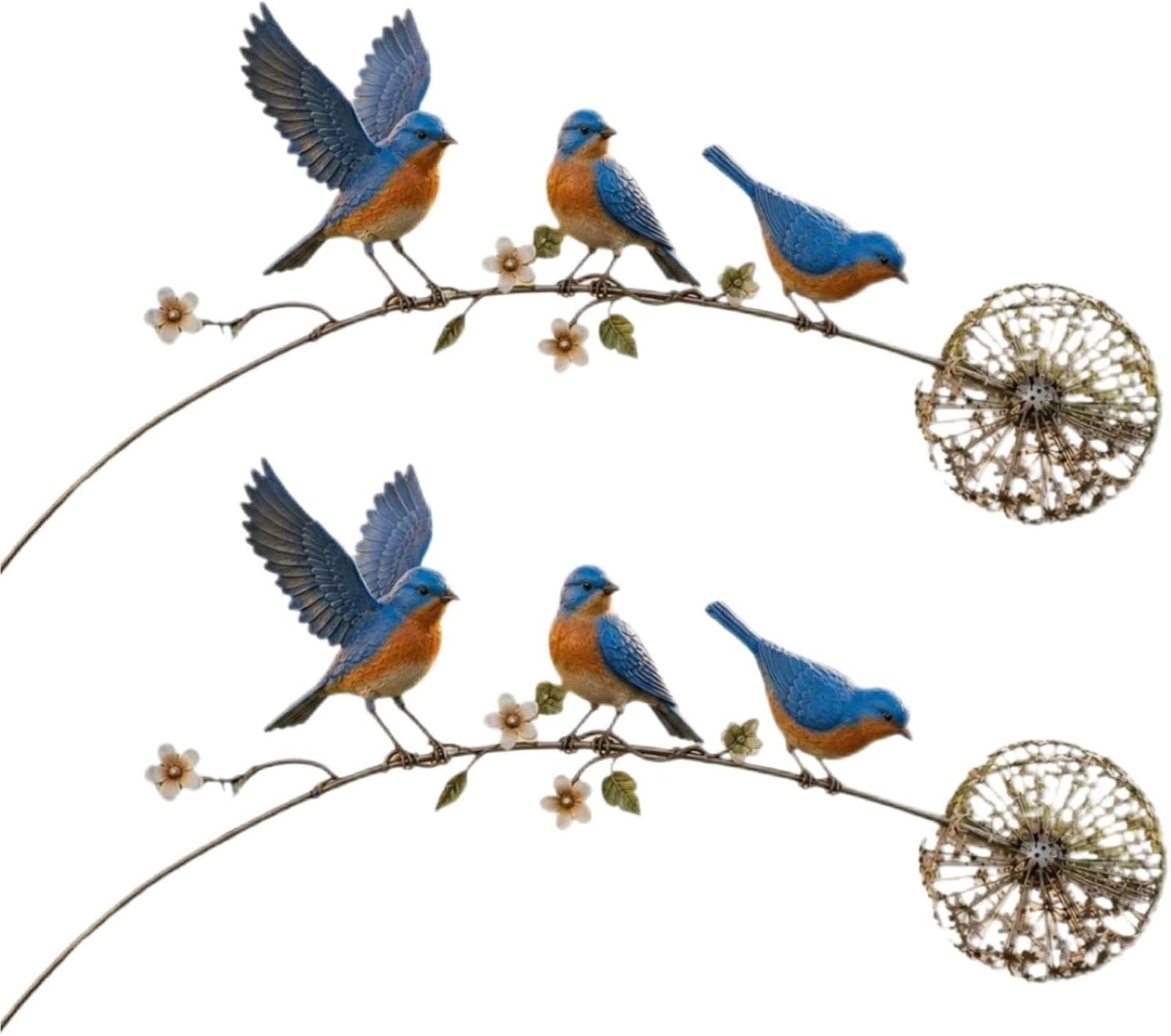 CAIFUGUIHE Metal Robin Garden Stake with 3 Birds and Dandelion