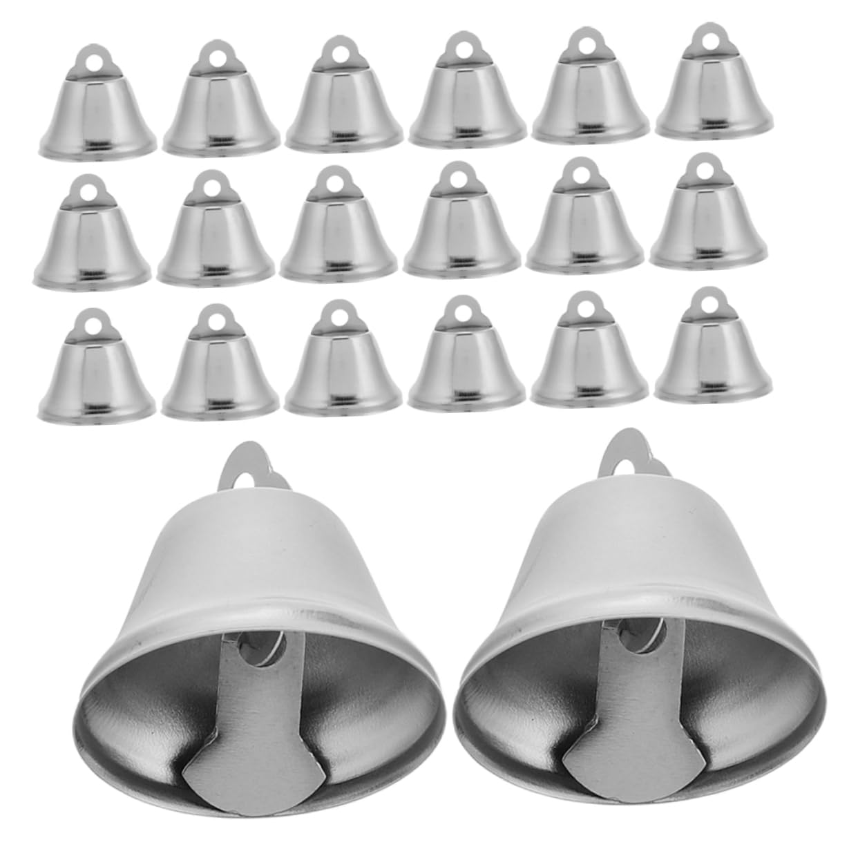 FOYTOKI 30pcs Bells Charms Bells for Crafting Jingle Bells for Crafts Christmas Bell Silver Iron