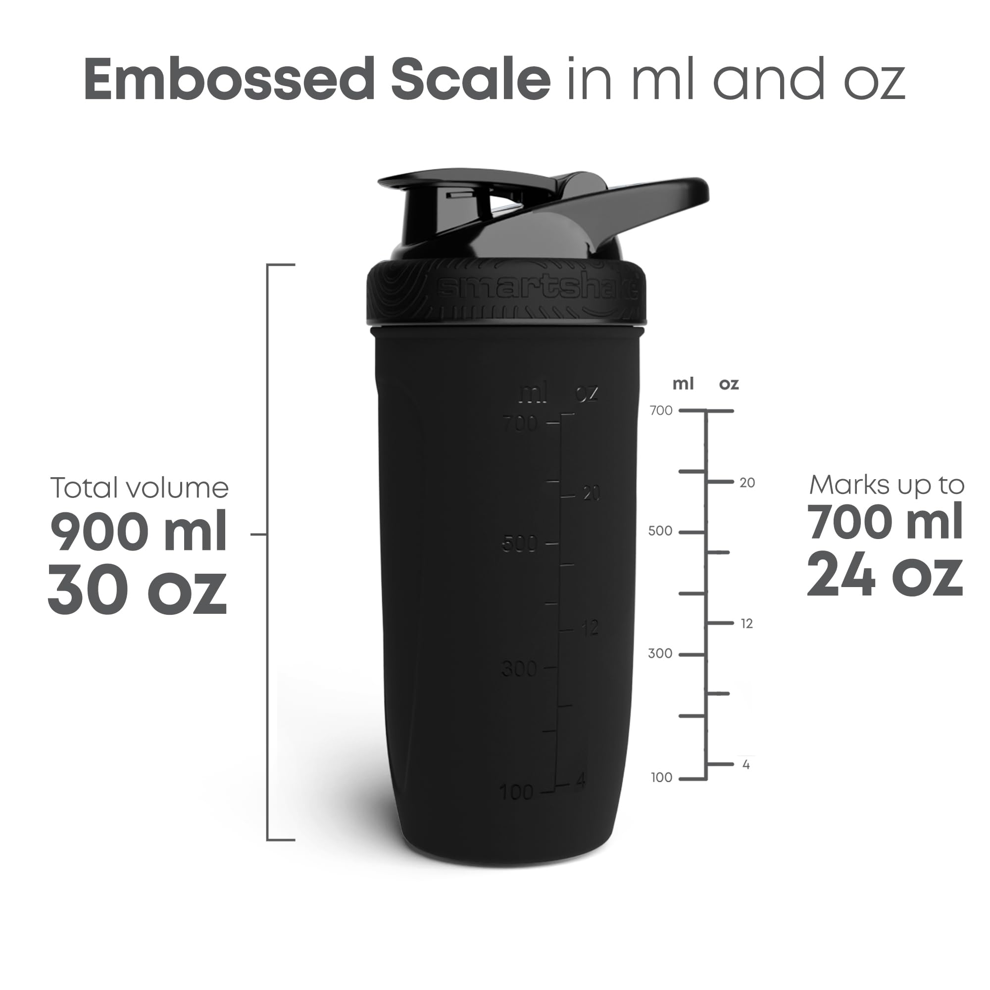 Smartshake - 900 ml | 30 oz - Non Insulated | Reforce Stainless Steel Protein Shaker Bottle - 2 Pack | Silent Mixing | Leakproof Screw-On Lid | Unisex Gym Bottle | DEHP & BPA Free | Black — Amazon image 5