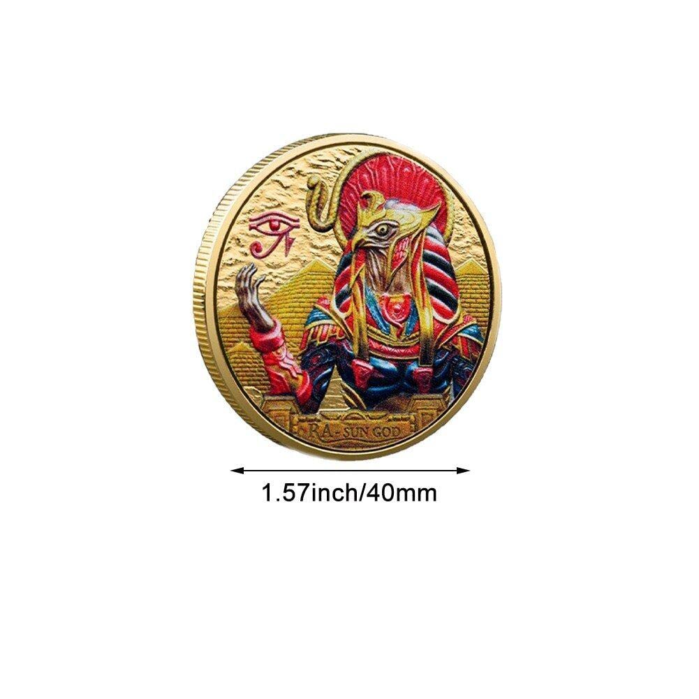 Moneda Pintada del Dios del Antiguo Egipto, Monedas Conmemorativas del Dios Ra-, Insignia De Oro Y Plata, Artesanía De Metal Coleccionable