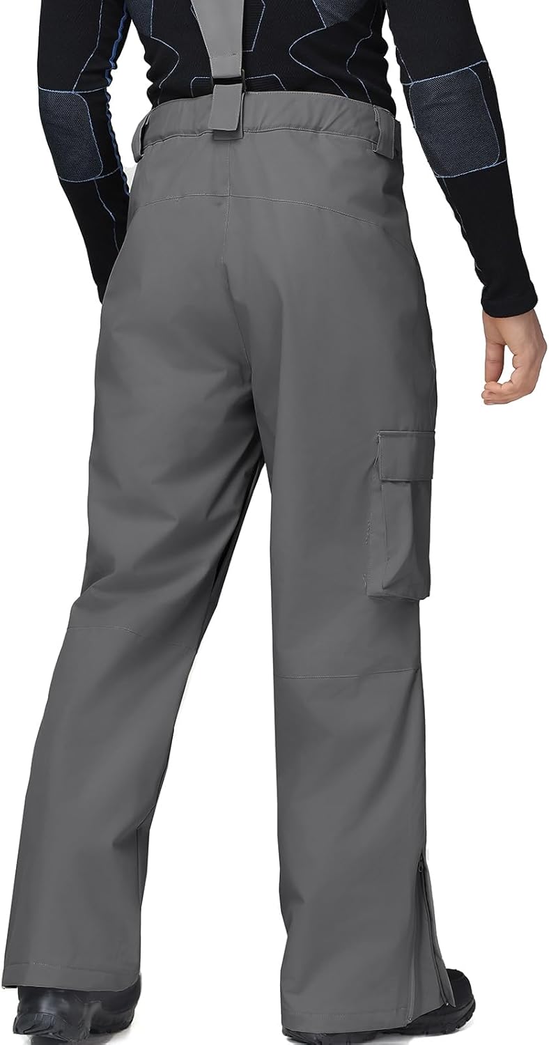 YEEFINE Men's Ski Snow Pants Insulated Waterproof Snowboard Cargo Pants Bibs Regular Fit - Image 3