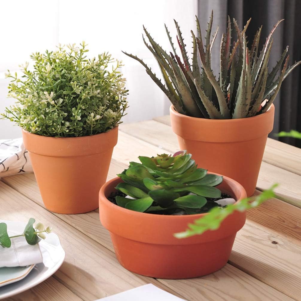 2Pcs Terracotta Pots Clay Flower Pots Shallow Planters Succulent Cactus Plant Bonsai Pots with Drainage Hole for Garden Windowsill Indoor Outdoor - Image 3