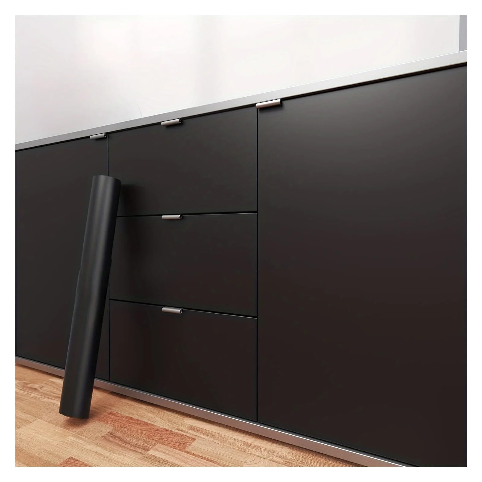 Ayztantine Matte Black Self-Adhesive Wallpaper Peel & Stick Kitchen Wallpaper Oil-Proof Waterproof Self-Adhesive Contact Paper For Home Renovation(,60Cm X 3.0M)