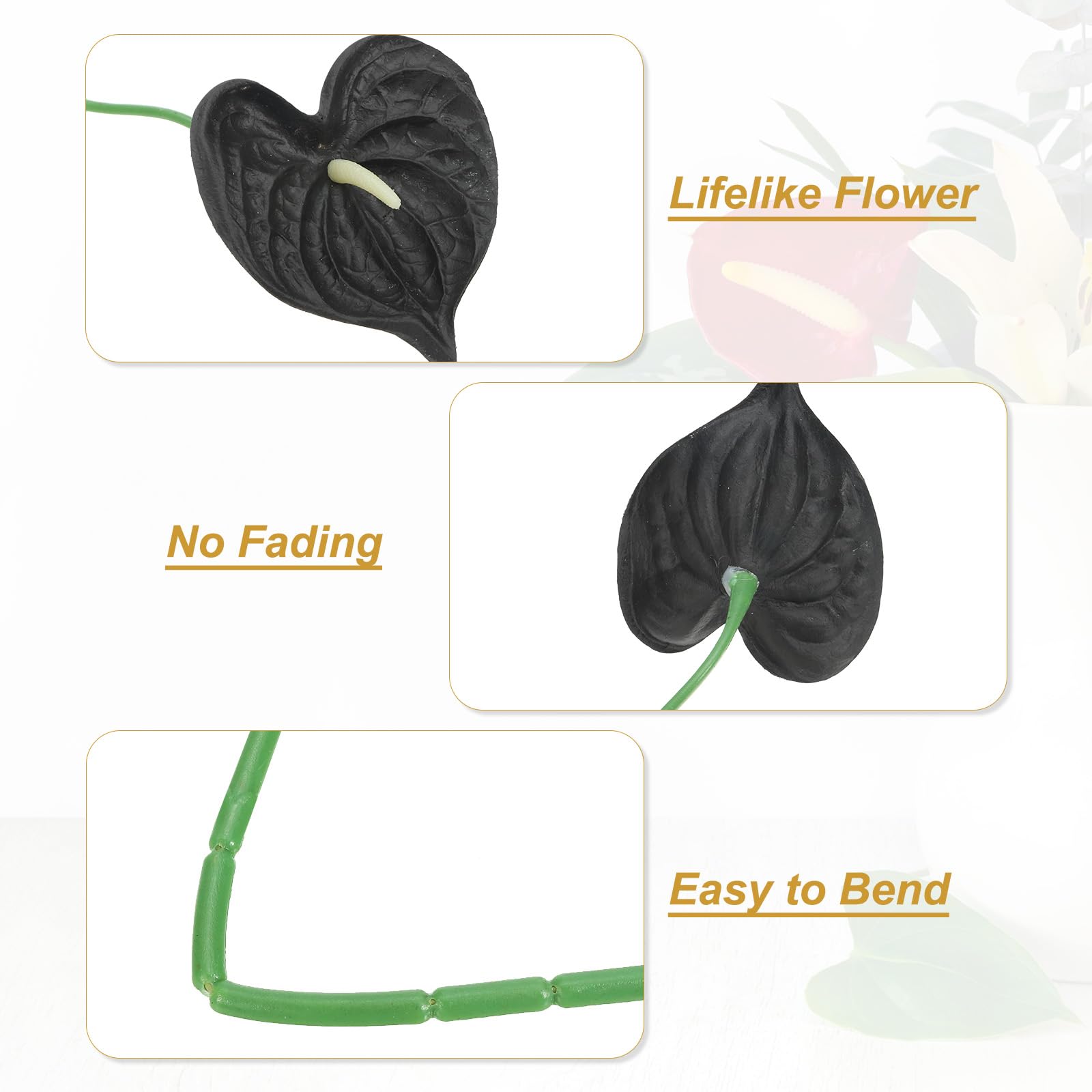 PATIKIL 13" Artificial Anthurium Lily Flowers - Image 3