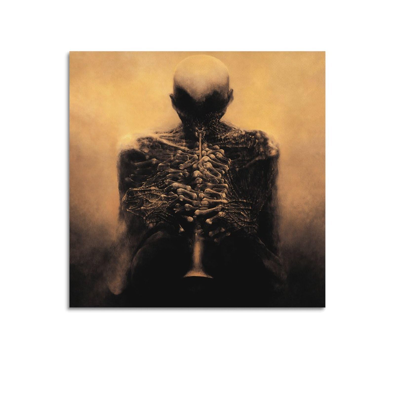 SJWINER Surrealist Work No.10 by Zdzisław Beksinski Art Poster Canvas Wall Art Decor Living Room Modern Family Bedroom 16x16inch(40x40cm) Unframe-style