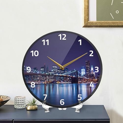 Miniatura 6 de ALAZA New York Brooklyn Bridge NYC - Reloj de pared con pilas, silencioso, sin tictac, para decoración de sala de estar, 12 pulgadas  9.5 pulgadas