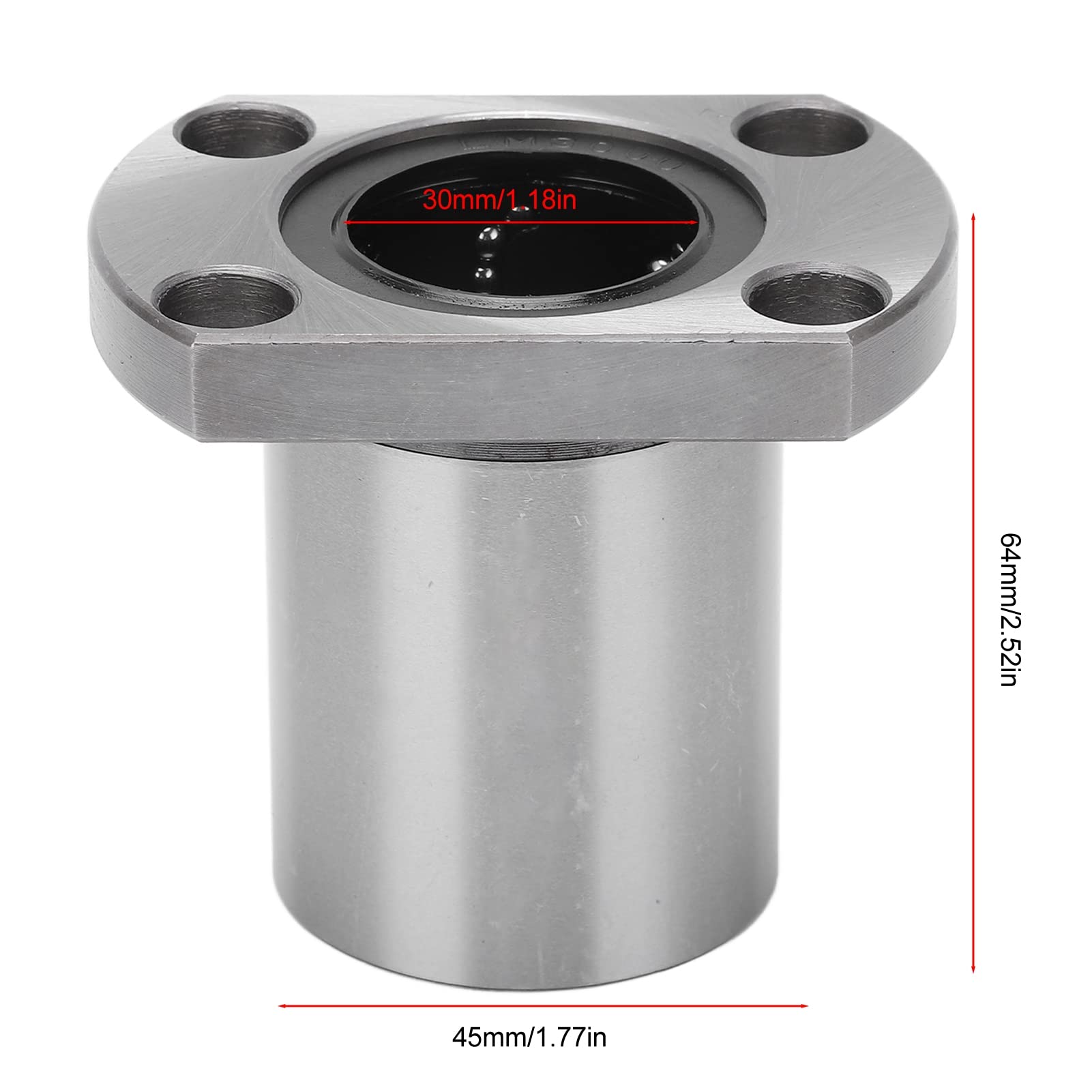 2 pièces roulements linéaires à bride, pièces de rechange de roulement linéaire diamètre intérieur 30mm pour axe de mouvement linéaire CNC