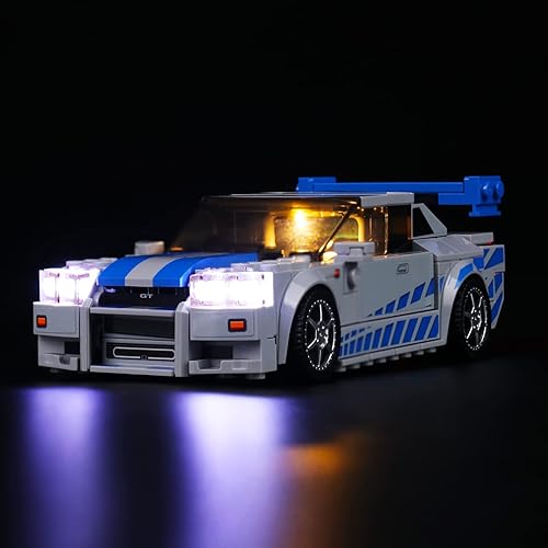 VONADO Kit de luces LED compatible con Lego Fast and Furious Cars 76917, iluminación de bricolaje compatible con Nissan Skyline GT-R (R34) Lego