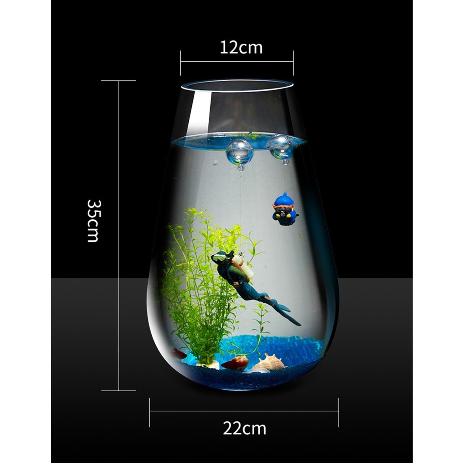 Aquarium, réservoir à poissons, Grand aquarium cylindrique en verre for poissons rouges, petit aquarium, ornements Aquascape, vase de bureau en verre transparent, bol à poissons