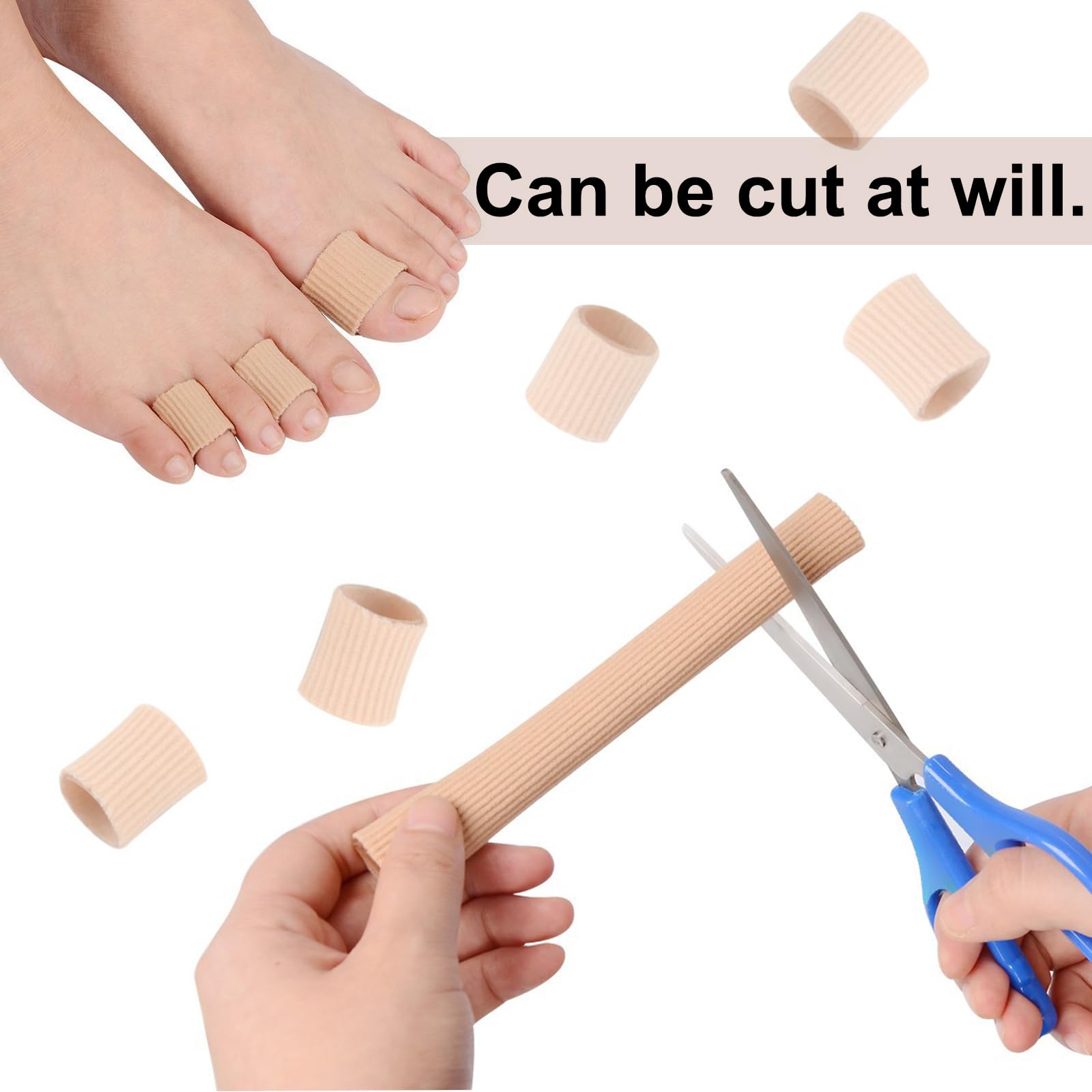 4 Piezas Protector Dedos Pie de Silicona Cortables,Tubos de Silicona para Los Dedos, Vendaje de Tubo Protección de Almohadilla Gel Suave para Callos Ampollas Callosidades Dedos de Pies y Manos(15 cm)