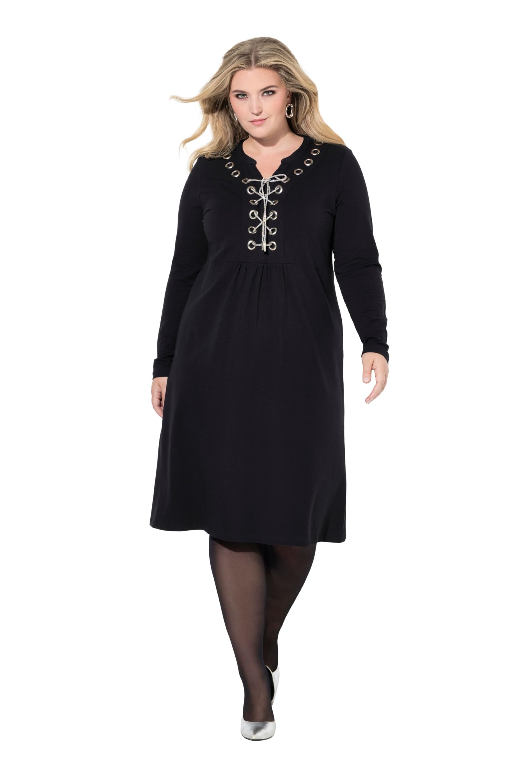 MIAMODA Damen große Größen Übergrößen Plus Size Jerseykleid, A-Linie, Zierösen mit Schnürung 845981