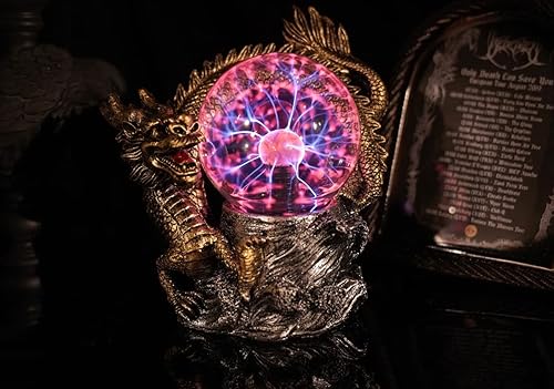 SEKOOAT Globo de plasma, bola de electricidad estática, lámpara de bola de plasma, lámpara mágica de dragón asiático, bola eléctrica, luz de plasma,
