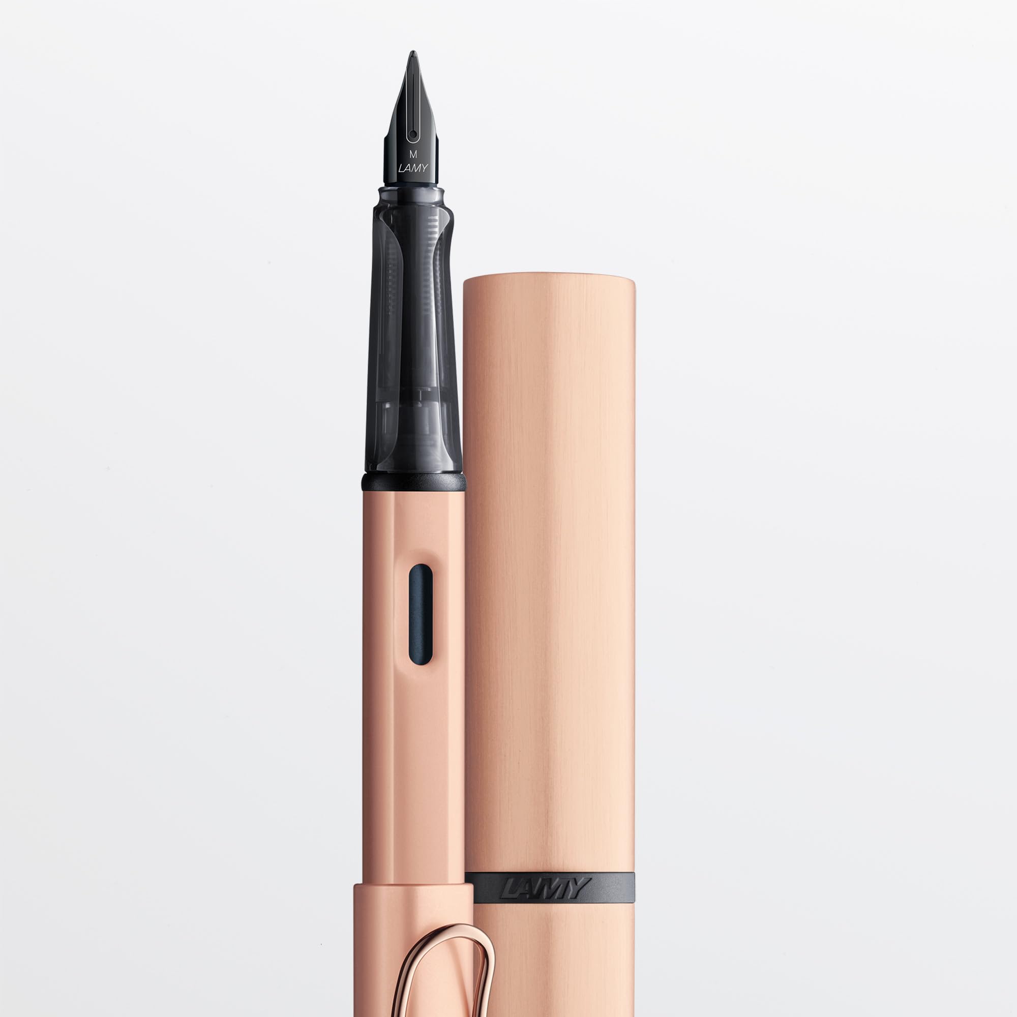 Lamy 1231321 Lx 76 pióro wieczne z aluminium w kolorze różowego złota z przezroczystą sekcją i stalówką – grubość stalówki B