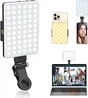 Luz de Selfie Com Clipe Frontal e Traseiro - 60 LEDs, 3 Modos, 5000 mAh Recarregável Para Telefone, iPhone, iPad, Laptop, TikTok