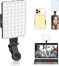 Luz de Selfie Com Clipe Frontal e Traseiro - 60 LEDs, 3 Modos, 5000 mAh Recarregável Para Telefone, iPhone, iPad, Laptop, TikTok
