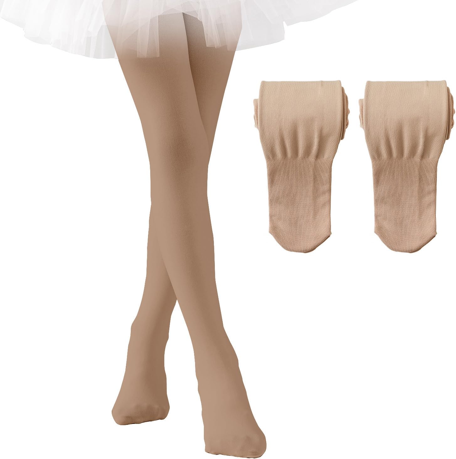 EPEIUS Fleece Lined Tights for Girls,Winter Warm Leggings Toddler Thick Thermal Dance Tights 900D Black Nude Ballet Pink