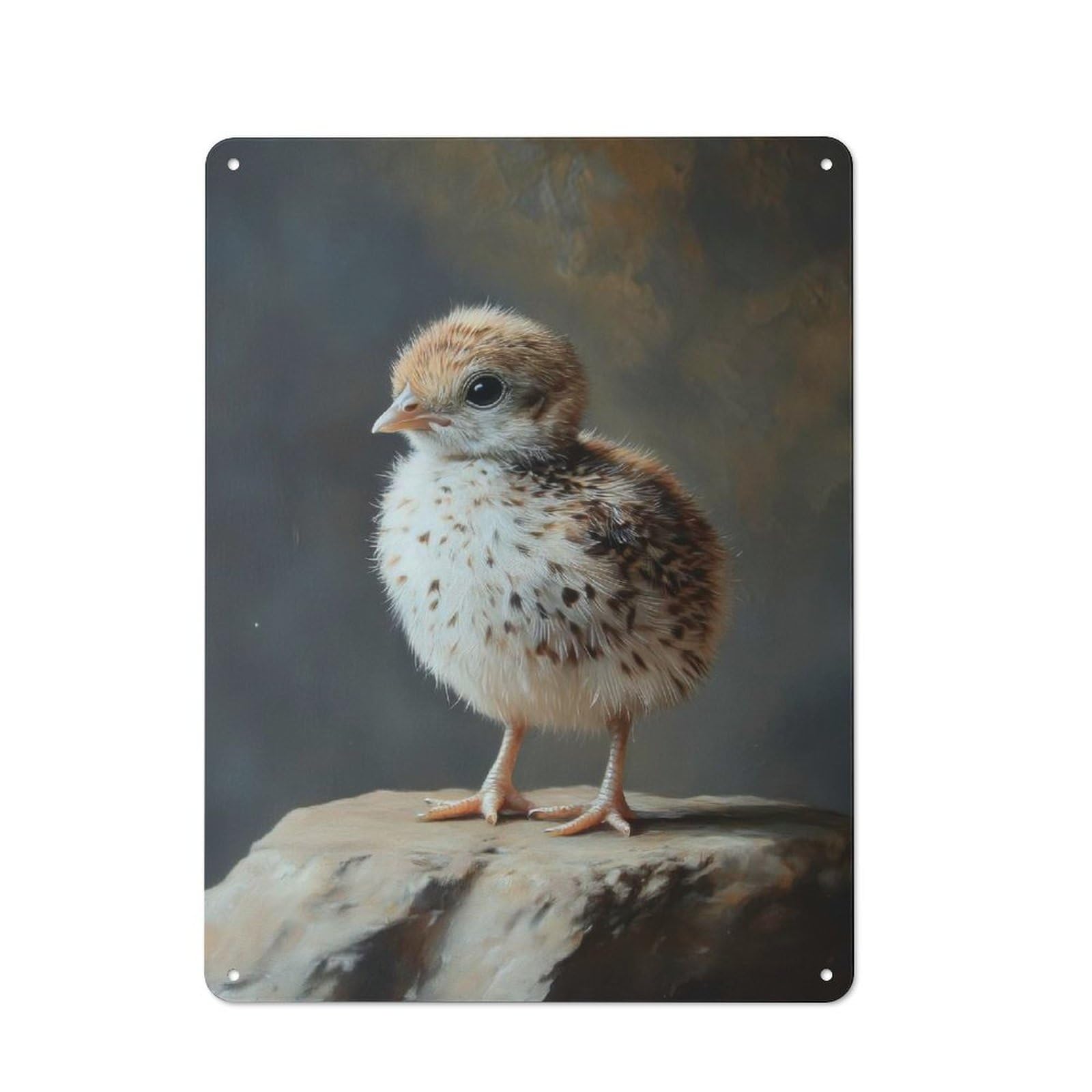 Adorable Bird Chick Portrait Rustic Metal Sign 40x30cm for Workshop Wall, for Collectors of Rustic Metal Wall Decor