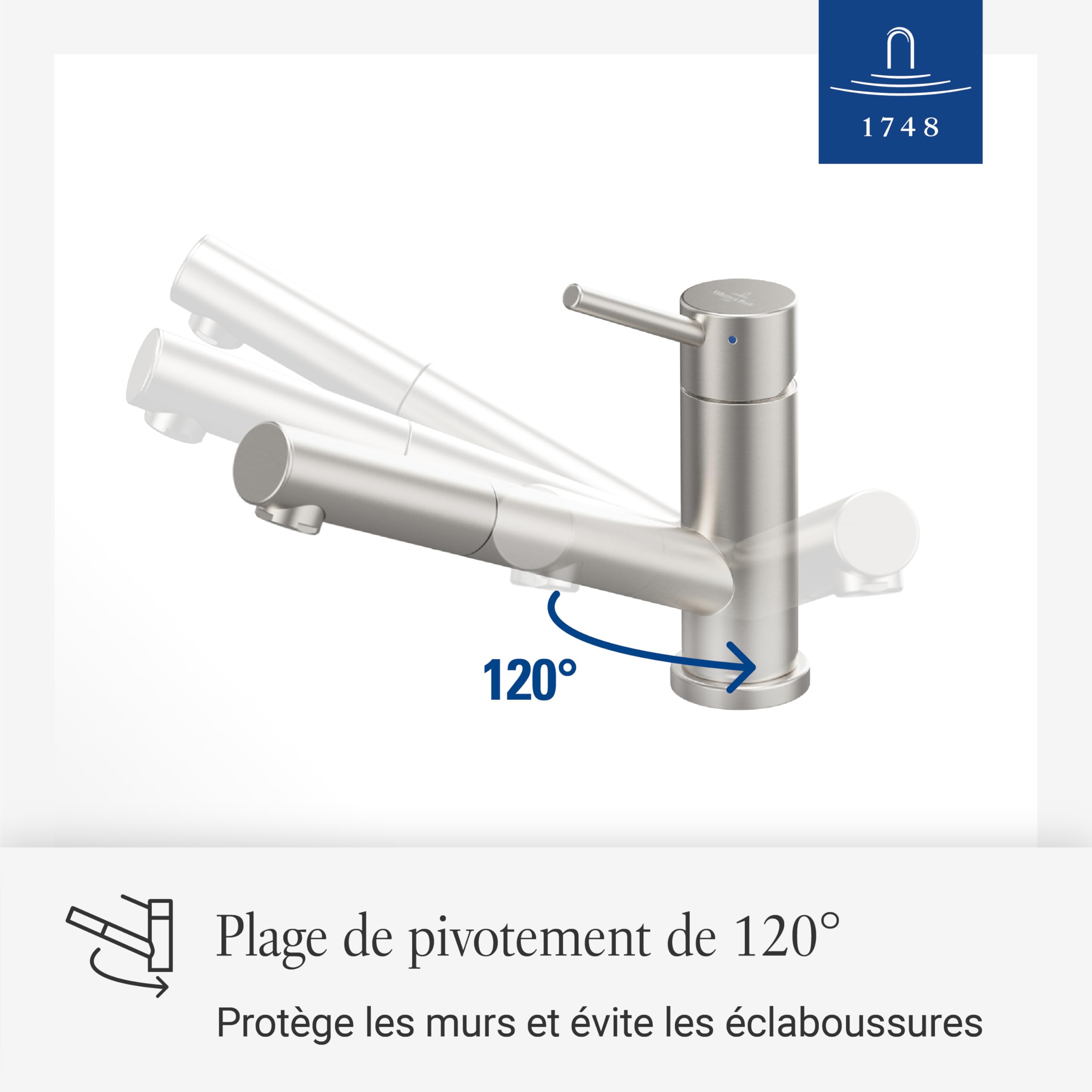 Villeroy & Boch Como Shower Window robinetterie de cuisine, 120 mm – Inox
