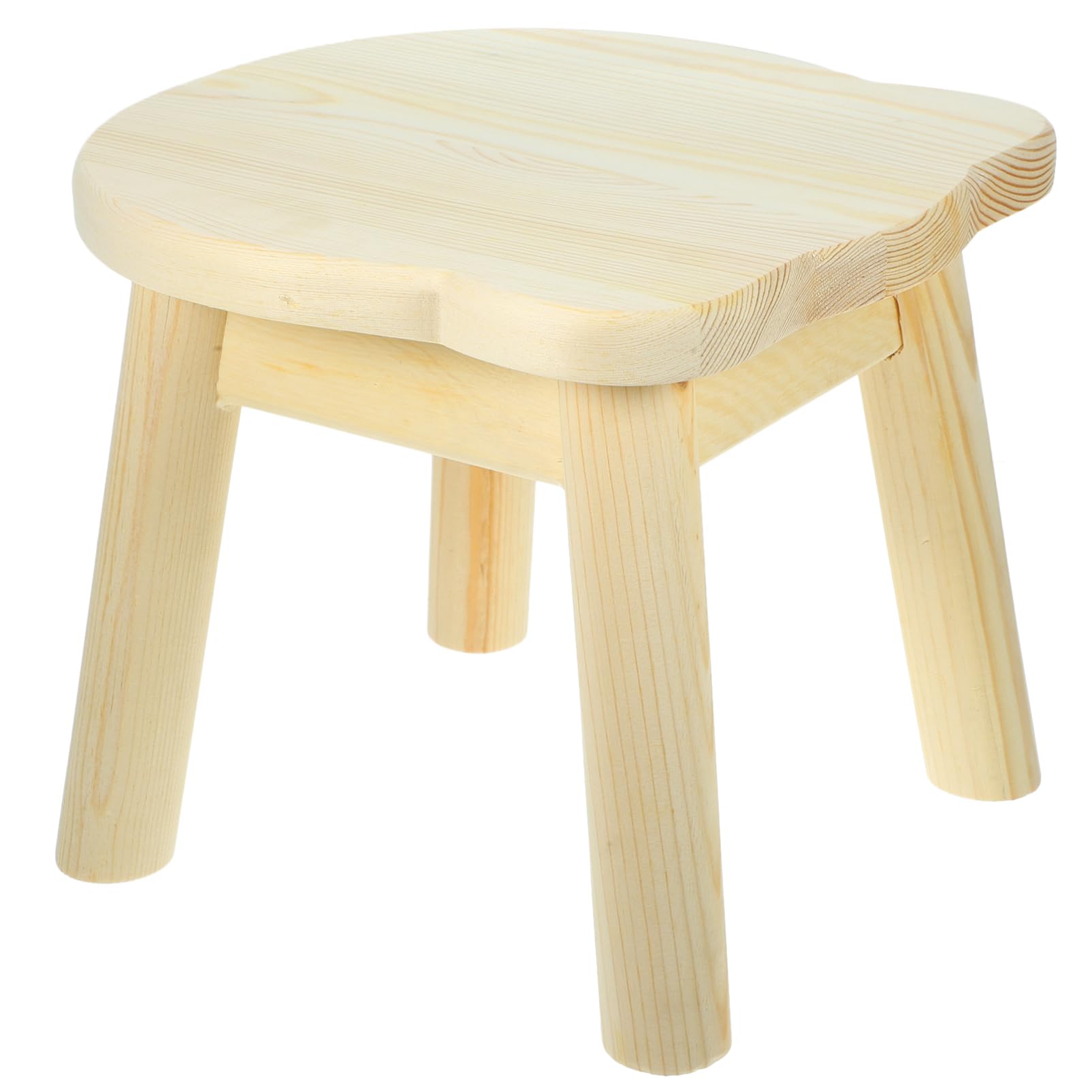 Cabilock Cute Bear Small Wood Stool for Round Step Stool Lightweight Safe Design with Non Slip Feet for Home Use Living Bedroom