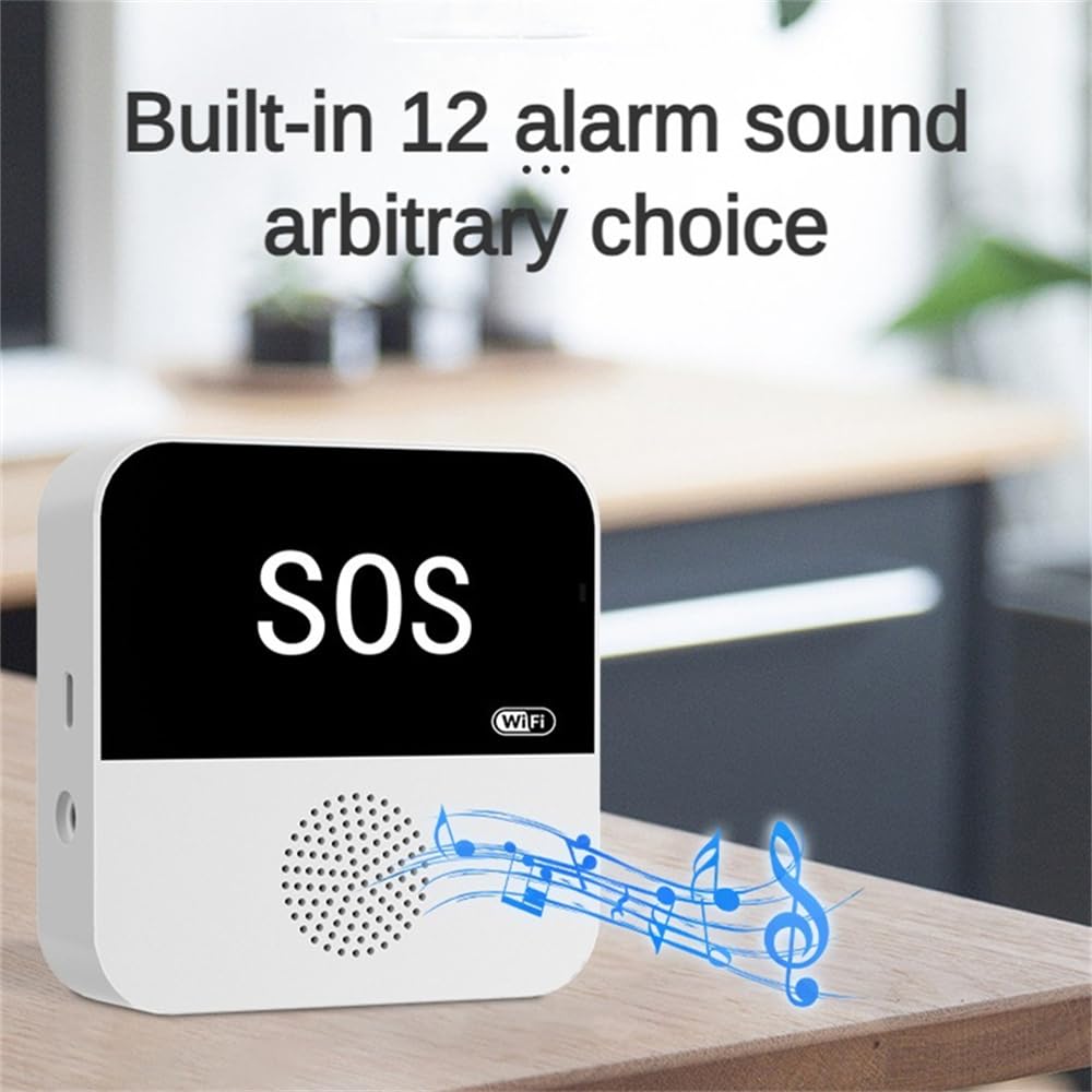 Pulsante Emergenza Anziani, 2.4GHz Wifi Wireless Salva Vita x Anziani con 5 SOS Anziani e 1 Ricevitore, Pulsante Salvavita Anziani Ricaricabile Built-in 12 Allarme Suono per Anziani Gravida