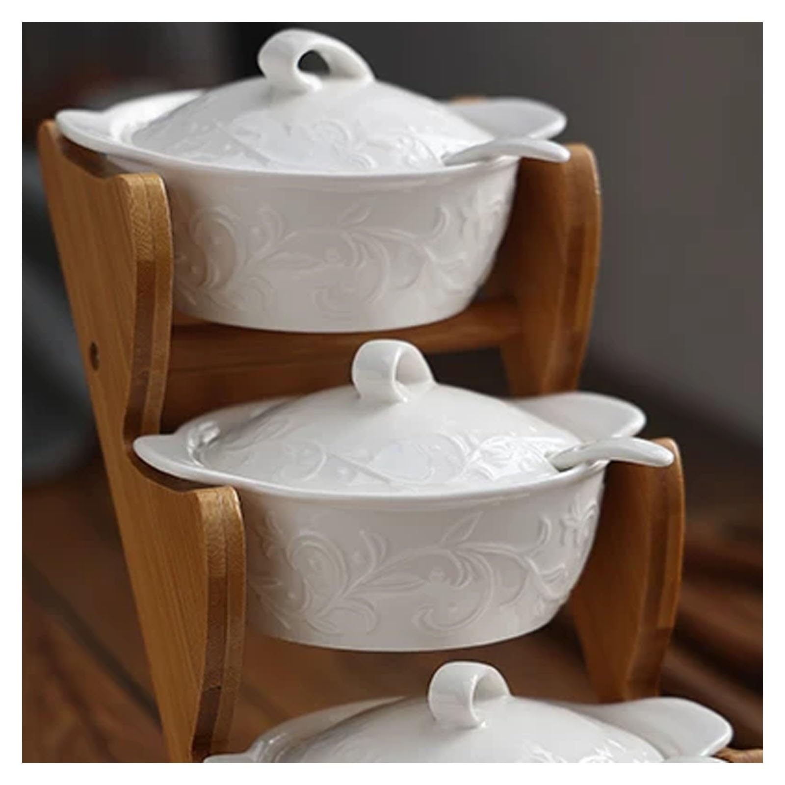 Set di 3 barattoli for spezie in ceramica, zuccheriera con coperchio e cucchiaio, stoviglie for spezie, sale for spezie con vassoio da portata for tè, sale for caffè, salsa di zucchero