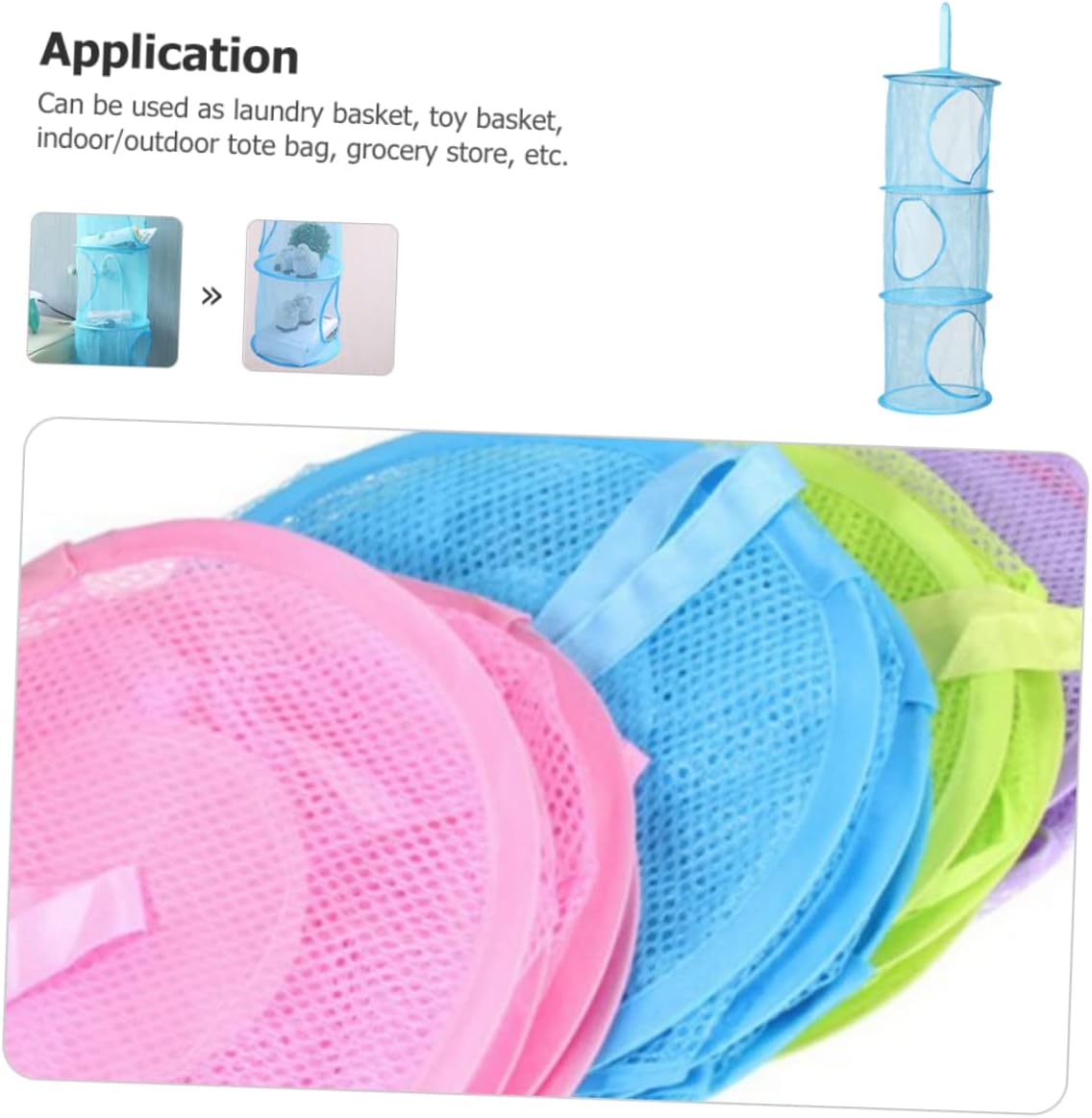 Three Layer Hanging Basket Collapsable Laundry Basket Mesh Laundry Mesh Bags for Hamper Space Saver Foldable Hanging Foldable Bag