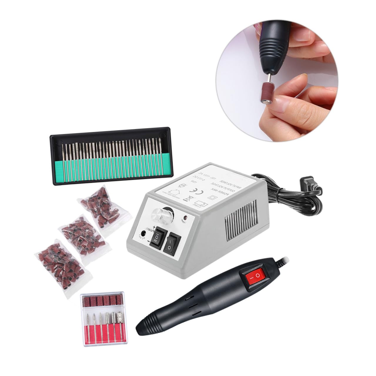 Set Manicure Elettrico per Unghie, 20000 Giri, Plastica e Metallo