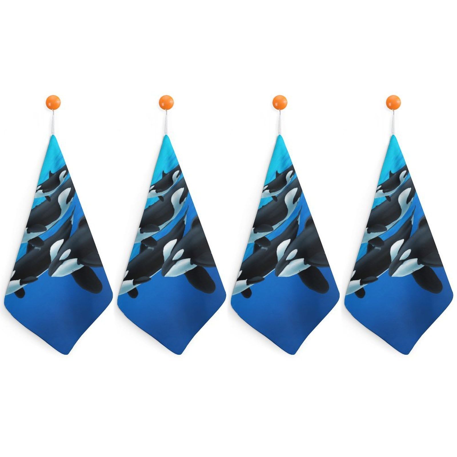TXFBTRFSA Orca Killer Whale Hand Towels with Hanging Loop Kitchen Towel Handkerchiefs Cleaning Cloths